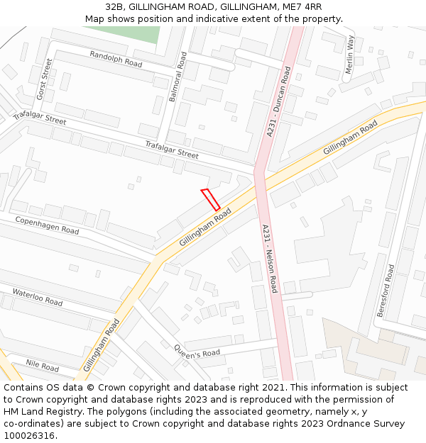 32B, GILLINGHAM ROAD, GILLINGHAM, ME7 4RR: Location map and indicative extent of plot