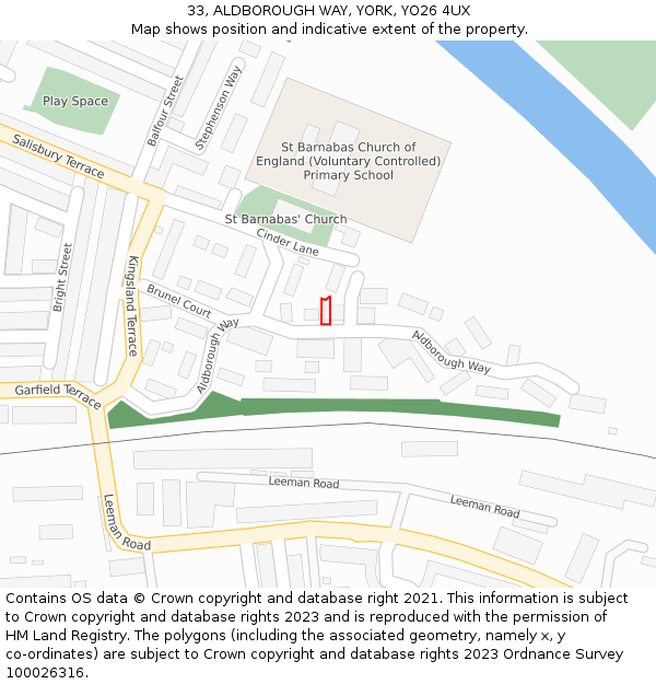 33, ALDBOROUGH WAY, YORK, YO26 4UX: Location map and indicative extent of plot