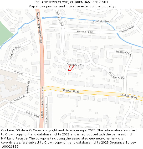 33, ANDREWS CLOSE, CHIPPENHAM, SN14 0TU: Location map and indicative extent of plot
