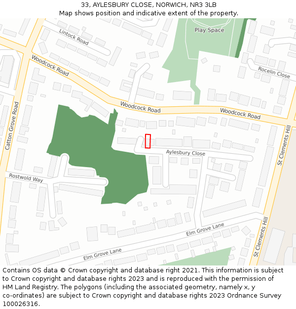 33, AYLESBURY CLOSE, NORWICH, NR3 3LB: Location map and indicative extent of plot