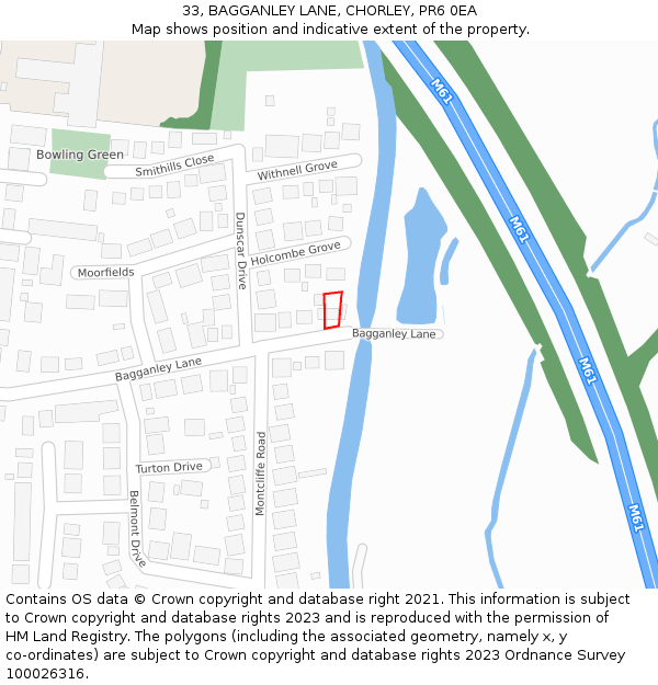 33, BAGGANLEY LANE, CHORLEY, PR6 0EA: Location map and indicative extent of plot