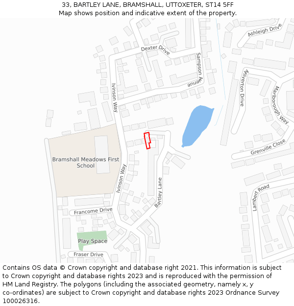 33, BARTLEY LANE, BRAMSHALL, UTTOXETER, ST14 5FF: Location map and indicative extent of plot
