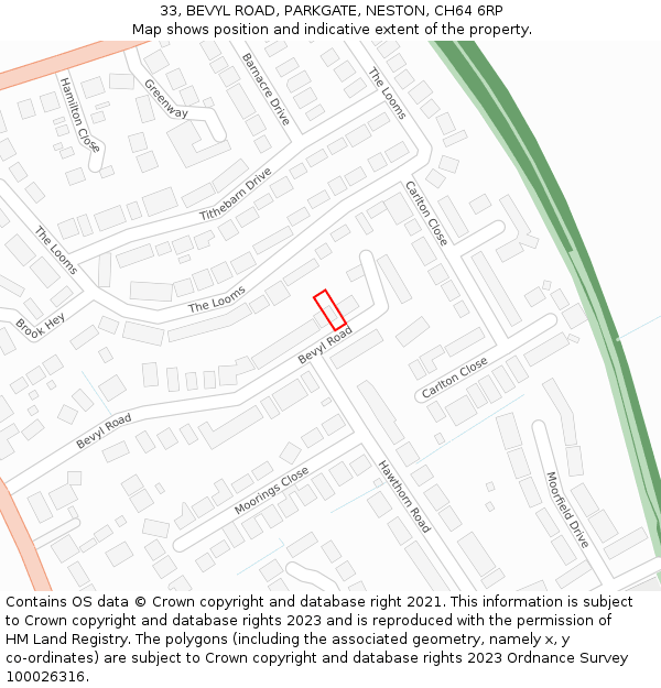 33, BEVYL ROAD, PARKGATE, NESTON, CH64 6RP: Location map and indicative extent of plot