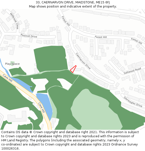 33, CAERNARVON DRIVE, MAIDSTONE, ME15 6FJ: Location map and indicative extent of plot
