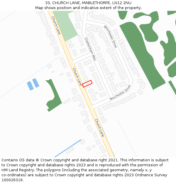 33, CHURCH LANE, MABLETHORPE, LN12 2NU: Location map and indicative extent of plot