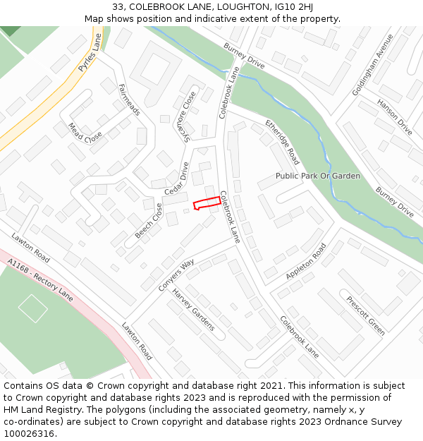 33, COLEBROOK LANE, LOUGHTON, IG10 2HJ: Location map and indicative extent of plot