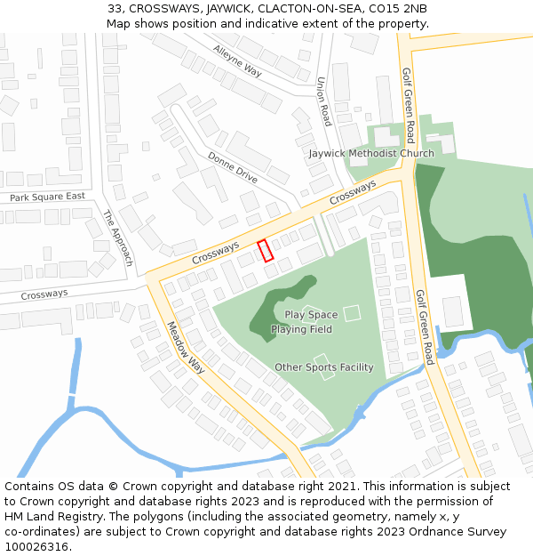 33, CROSSWAYS, JAYWICK, CLACTON-ON-SEA, CO15 2NB: Location map and indicative extent of plot