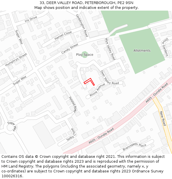 33, DEER VALLEY ROAD, PETERBOROUGH, PE2 9SN: Location map and indicative extent of plot
