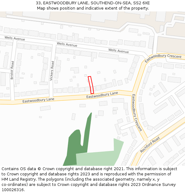 33, EASTWOODBURY LANE, SOUTHEND-ON-SEA, SS2 6XE: Location map and indicative extent of plot