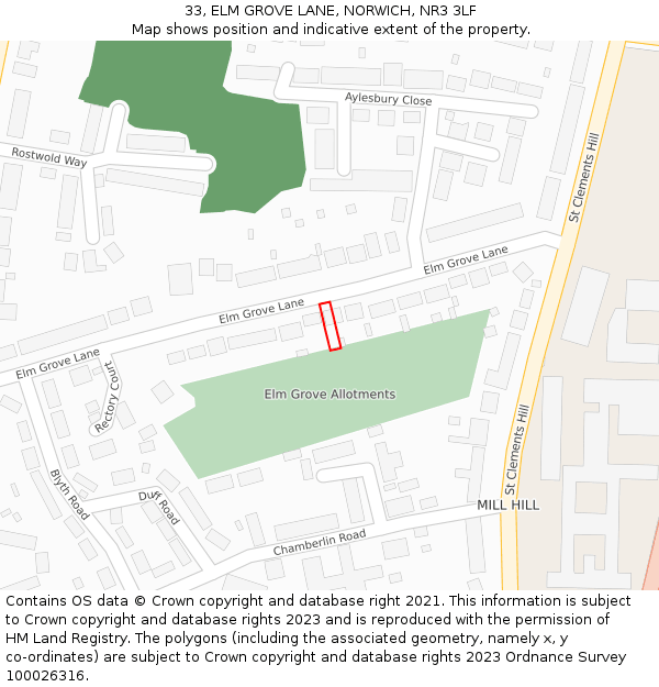 33, ELM GROVE LANE, NORWICH, NR3 3LF: Location map and indicative extent of plot