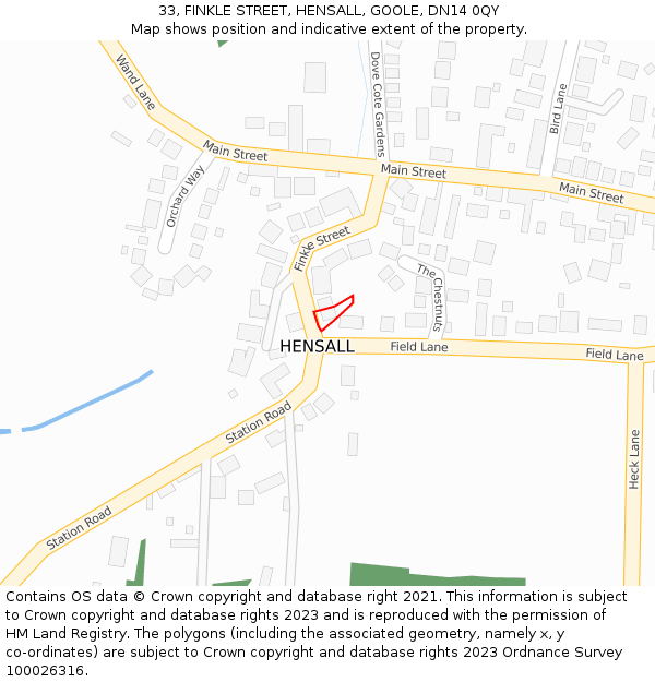 33, FINKLE STREET, HENSALL, GOOLE, DN14 0QY: Location map and indicative extent of plot