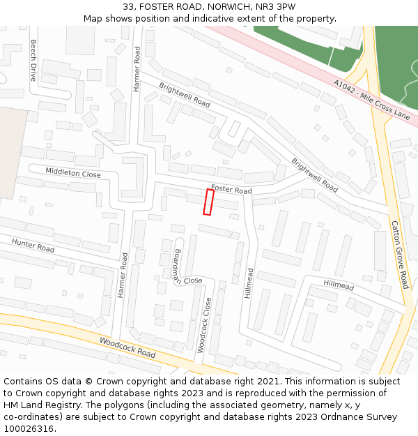 33, FOSTER ROAD, NORWICH, NR3 3PW: Location map and indicative extent of plot