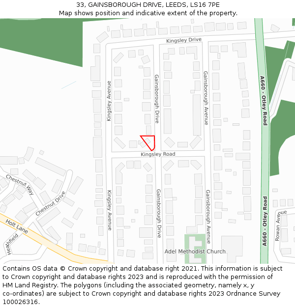 33, GAINSBOROUGH DRIVE, LEEDS, LS16 7PE: Location map and indicative extent of plot
