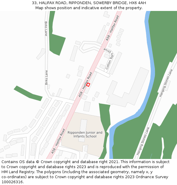 33, HALIFAX ROAD, RIPPONDEN, SOWERBY BRIDGE, HX6 4AH: Location map and indicative extent of plot