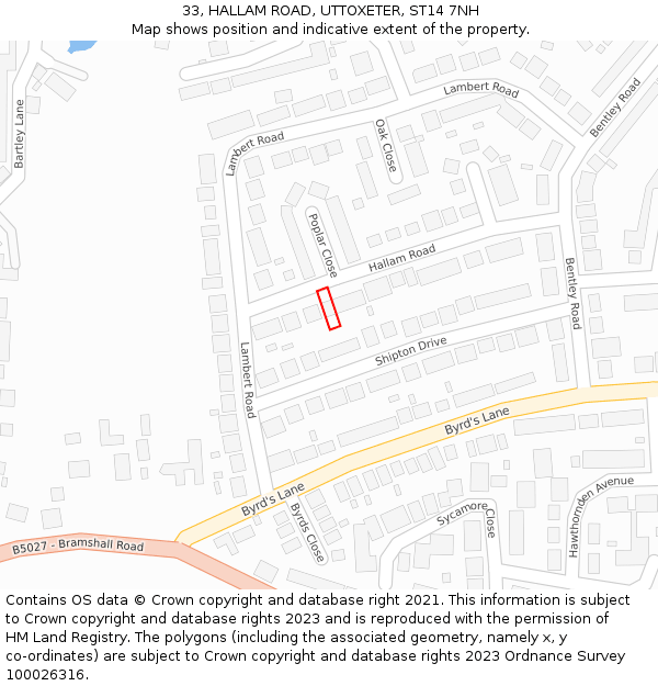 33, HALLAM ROAD, UTTOXETER, ST14 7NH: Location map and indicative extent of plot