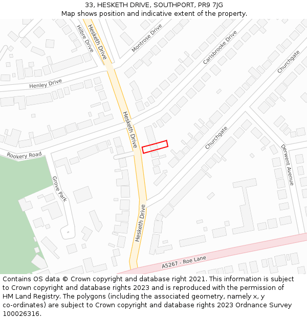 33, HESKETH DRIVE, SOUTHPORT, PR9 7JG: Location map and indicative extent of plot