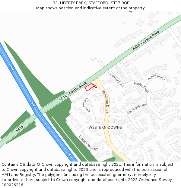 33, LIBERTY PARK, STAFFORD, ST17 9QF: Location map and indicative extent of plot