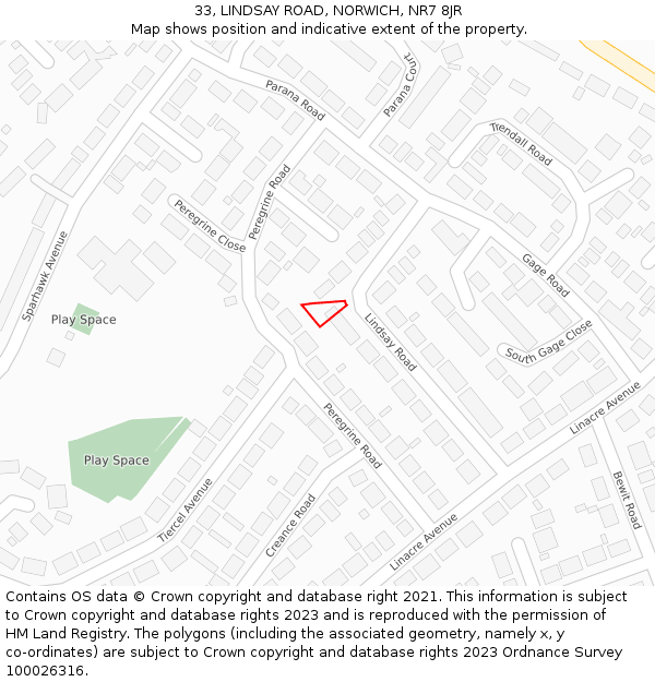 33, LINDSAY ROAD, NORWICH, NR7 8JR: Location map and indicative extent of plot