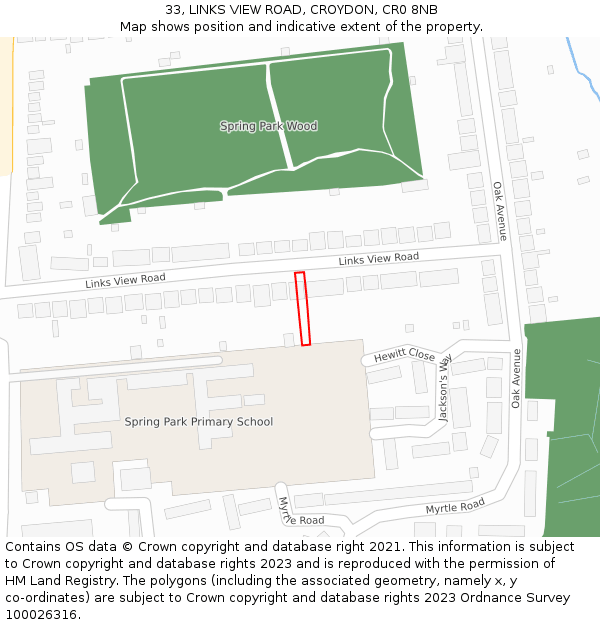 33, LINKS VIEW ROAD, CROYDON, CR0 8NB: Location map and indicative extent of plot