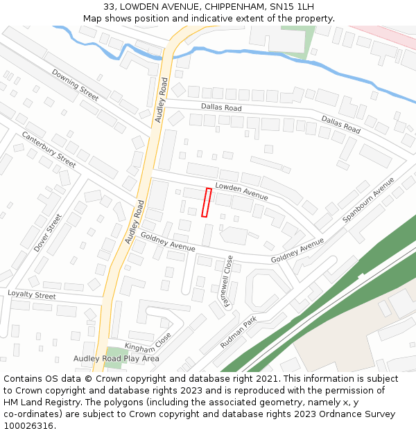 33, LOWDEN AVENUE, CHIPPENHAM, SN15 1LH: Location map and indicative extent of plot