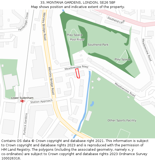 33, MONTANA GARDENS, LONDON, SE26 5BF: Location map and indicative extent of plot