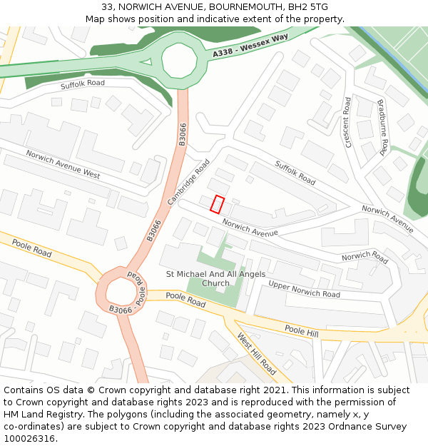 33, NORWICH AVENUE, BOURNEMOUTH, BH2 5TG: Location map and indicative extent of plot