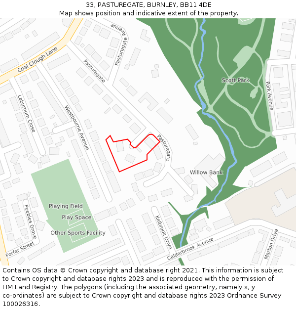 33, PASTUREGATE, BURNLEY, BB11 4DE: Location map and indicative extent of plot