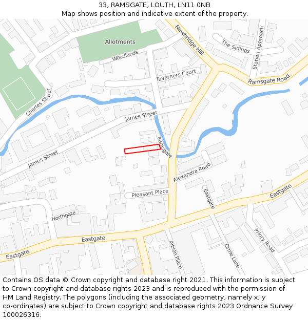 33, RAMSGATE, LOUTH, LN11 0NB: Location map and indicative extent of plot