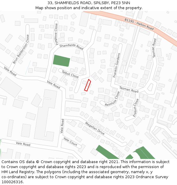 33, SHAMFIELDS ROAD, SPILSBY, PE23 5NN: Location map and indicative extent of plot