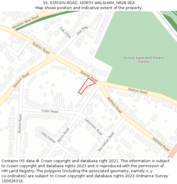 33, STATION ROAD, NORTH WALSHAM, NR28 0EA: Location map and indicative extent of plot