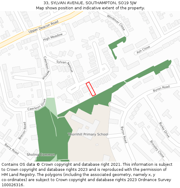 33, SYLVAN AVENUE, SOUTHAMPTON, SO19 5JW: Location map and indicative extent of plot
