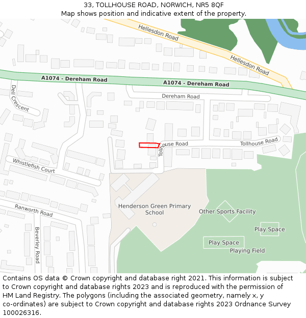 33, TOLLHOUSE ROAD, NORWICH, NR5 8QF: Location map and indicative extent of plot