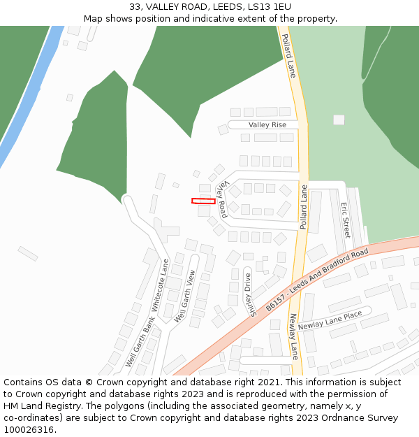 33, VALLEY ROAD, LEEDS, LS13 1EU: Location map and indicative extent of plot