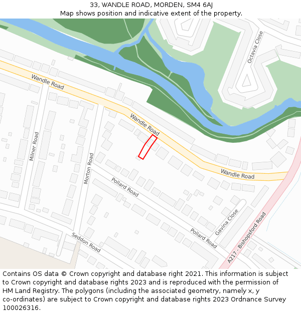 33, WANDLE ROAD, MORDEN, SM4 6AJ: Location map and indicative extent of plot