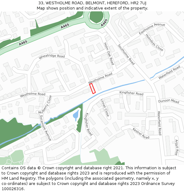 33, WESTHOLME ROAD, BELMONT, HEREFORD, HR2 7UJ: Location map and indicative extent of plot