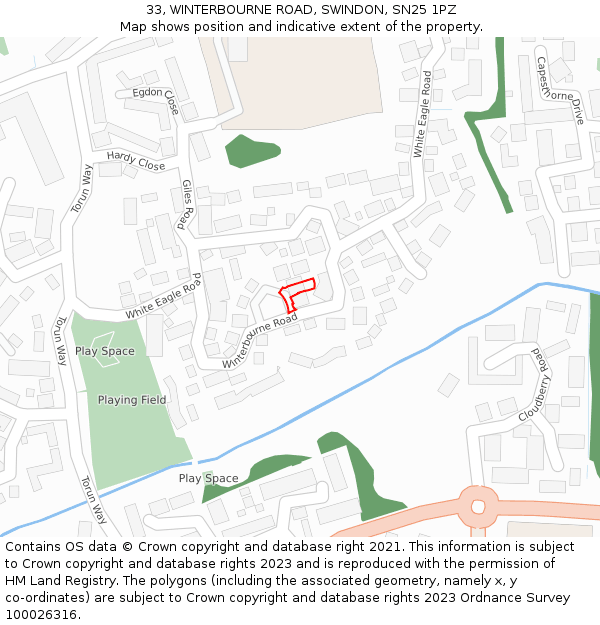 33, WINTERBOURNE ROAD, SWINDON, SN25 1PZ: Location map and indicative extent of plot