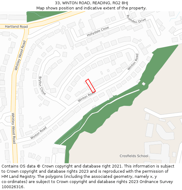 33, WINTON ROAD, READING, RG2 8HJ: Location map and indicative extent of plot