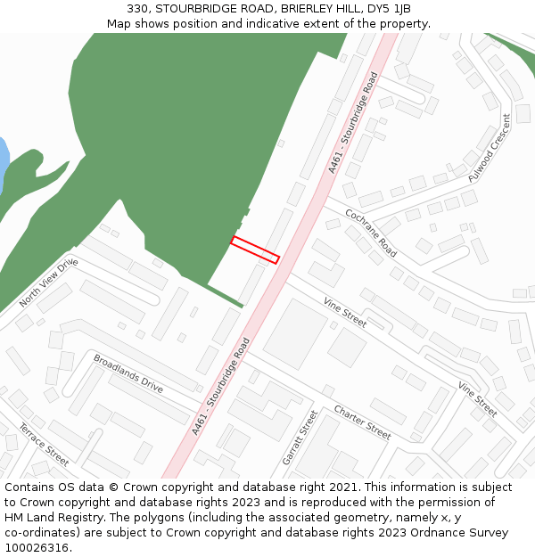 330, STOURBRIDGE ROAD, BRIERLEY HILL, DY5 1JB: Location map and indicative extent of plot