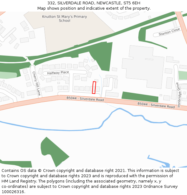 332, SILVERDALE ROAD, NEWCASTLE, ST5 6EH: Location map and indicative extent of plot