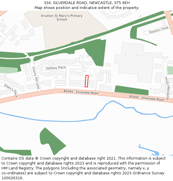 334, SILVERDALE ROAD, NEWCASTLE, ST5 6EH: Location map and indicative extent of plot