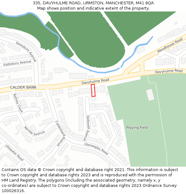 335, DAVYHULME ROAD, URMSTON, MANCHESTER, M41 8QA: Location map and indicative extent of plot