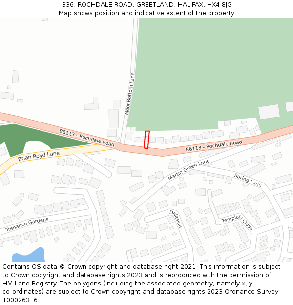 336, ROCHDALE ROAD, GREETLAND, HALIFAX, HX4 8JG: Location map and indicative extent of plot