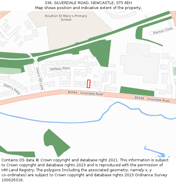 336, SILVERDALE ROAD, NEWCASTLE, ST5 6EH: Location map and indicative extent of plot