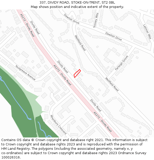 337, DIVIDY ROAD, STOKE-ON-TRENT, ST2 0BL: Location map and indicative extent of plot