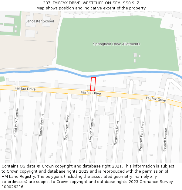 337, FAIRFAX DRIVE, WESTCLIFF-ON-SEA, SS0 9LZ: Location map and indicative extent of plot