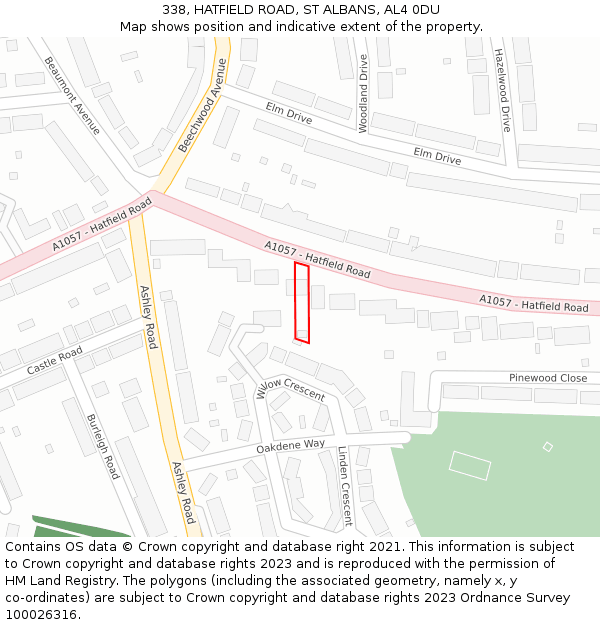 338, HATFIELD ROAD, ST ALBANS, AL4 0DU: Location map and indicative extent of plot