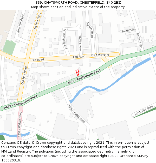 339, CHATSWORTH ROAD, CHESTERFIELD, S40 2BZ: Location map and indicative extent of plot