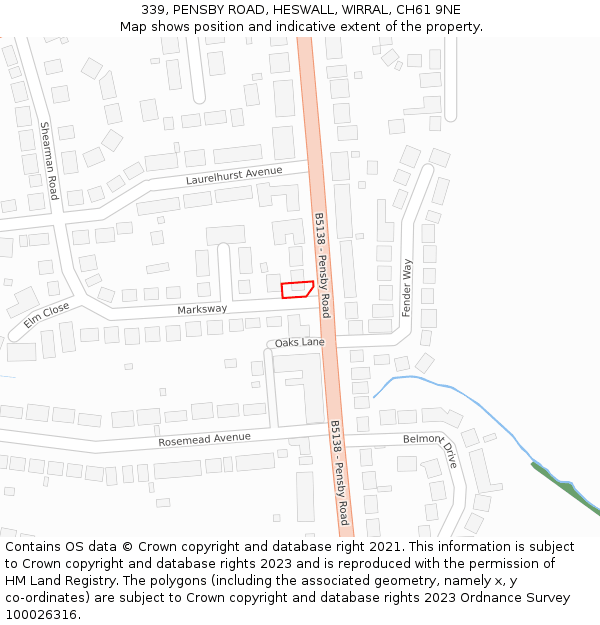 339, PENSBY ROAD, HESWALL, WIRRAL, CH61 9NE: Location map and indicative extent of plot