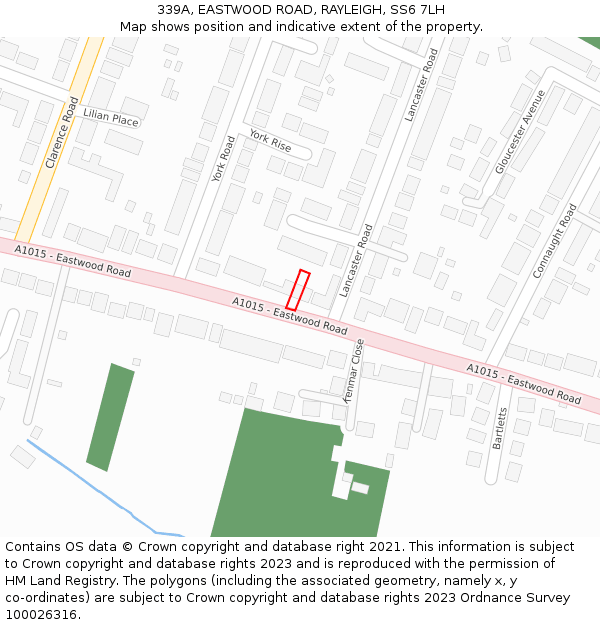 339A, EASTWOOD ROAD, RAYLEIGH, SS6 7LH: Location map and indicative extent of plot