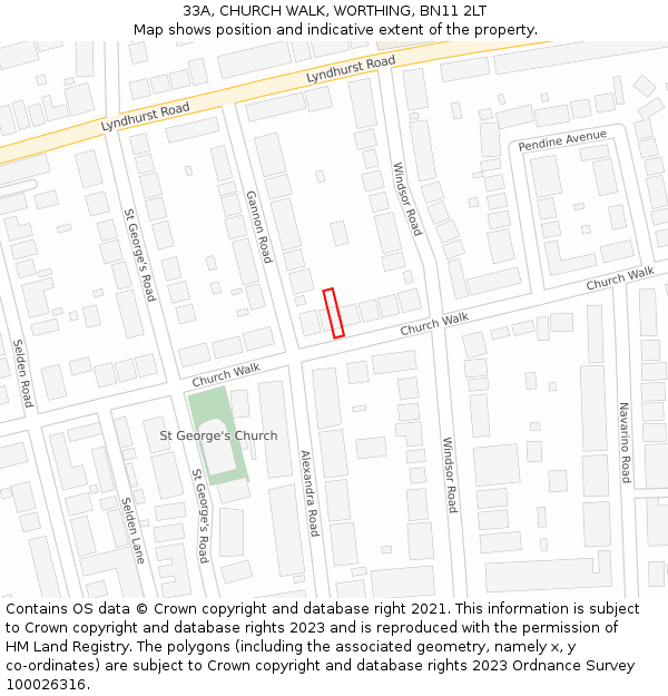 33A, CHURCH WALK, WORTHING, BN11 2LT: Location map and indicative extent of plot